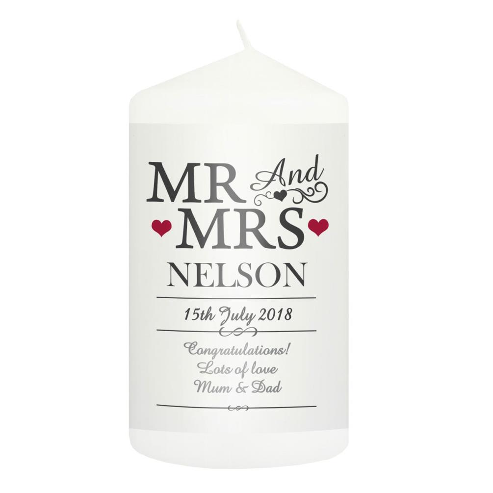Personalised Mr & Mrs Pillar Candle £11.69